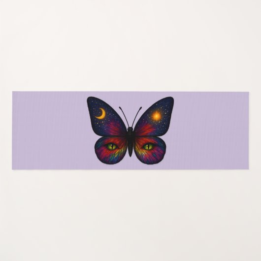 Celestial Cat-Eye Butterfly Lavender Sun Moon Boho Yogamat (Voorkant (horizontaal))