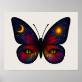 Celestial Cat-Eye Butterfly Sun Moon Star Boho Art Poster (Voorkant)