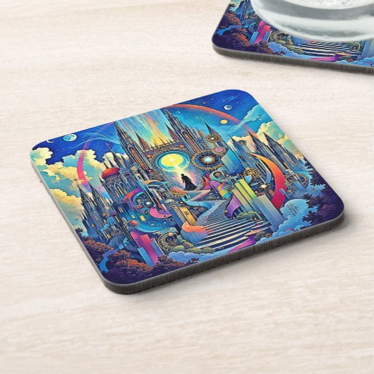 Celestial Cathedral Cityscape Bier Onderzetter (Linkerzijde)