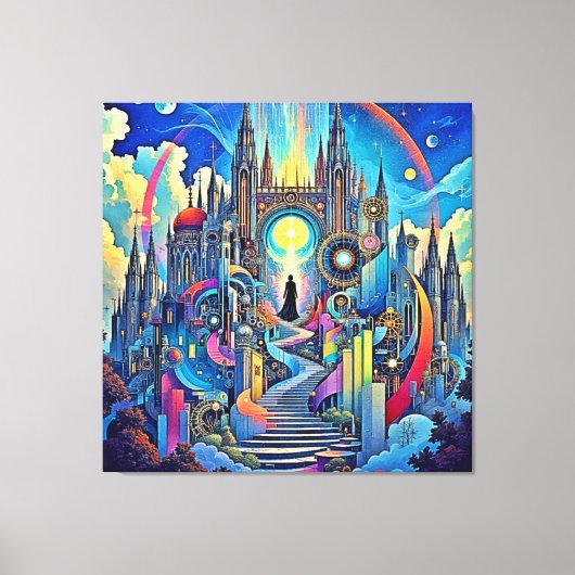 Celestial Cathedral Cityscape Canvas Afdruk (Voorkant)