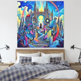 Celestial Cathedral Cityscape Canvas Afdruk