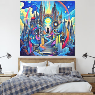 Celestial Cathedral Cityscape Canvas Afdruk