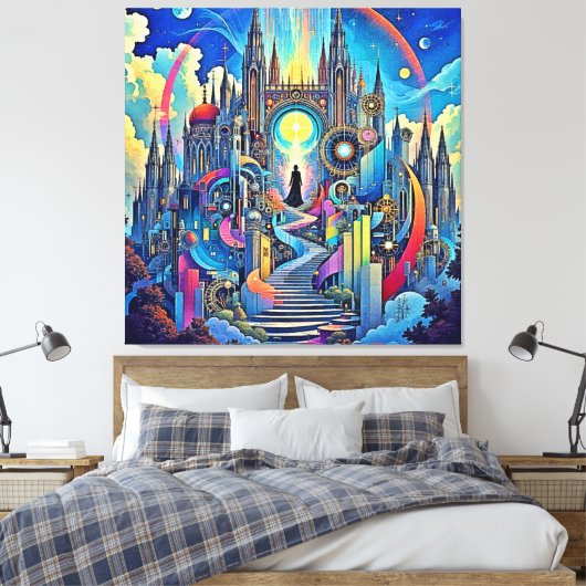 Celestial Cathedral Cityscape Canvas Afdruk (Insitu (Slaapkamer))