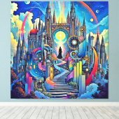 Celestial Cathedral Cityscape Canvas Afdruk (Insitu (Houten vloer))