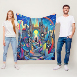 Celestial Cathedral Cityscape Fleece Deken