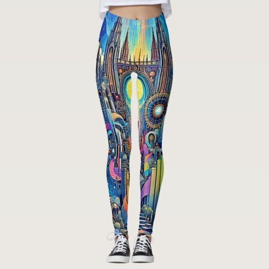 Celestial Cathedral Cityscape Leggings (Voorkant)