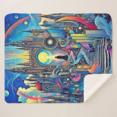 Celestial Cathedral Cityscape Sherpa Deken (Voorkant (horizontaal))