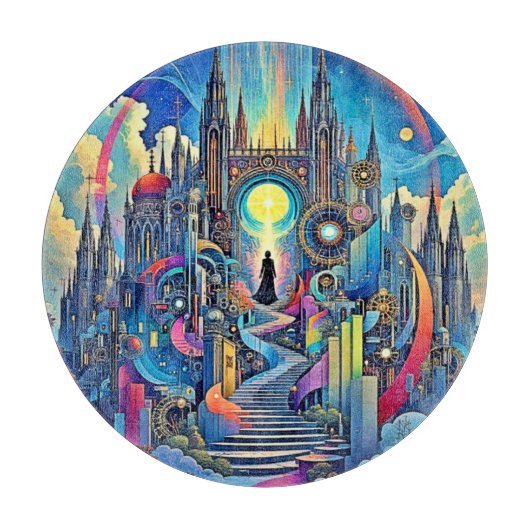 Celestial Cathedral Cityscape Snijplank (Voorkant)