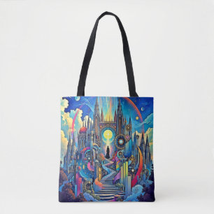 Celestial Cathedral Cityscape Tote Bag