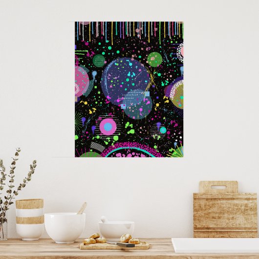 Celestial Celebrations: Maximalist Abstract Art  Poster (Keuken)