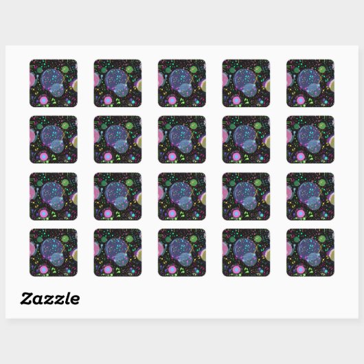 Celestial Celebrations: Maximalist Abstract Art Vierkante Sticker (Vel)