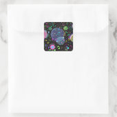 Celestial Celebrations: Maximalist Abstract Art Vierkante Sticker (Tas)