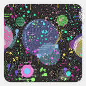 Celestial Celebrations: Maximalist Abstract Art Vierkante Sticker (Voorkant)