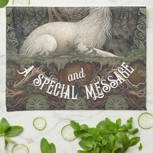 Celestial Celtic Hare met bomen en Natuur Theedoek (Gevouwen)