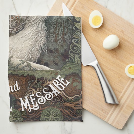 Celestial Celtic Hare met bomen en Natuur Theedoek (Quarter Fold)