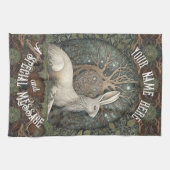 Celestial Celtic Hare met bomen en Natuur Theedoek (Horizontaal)