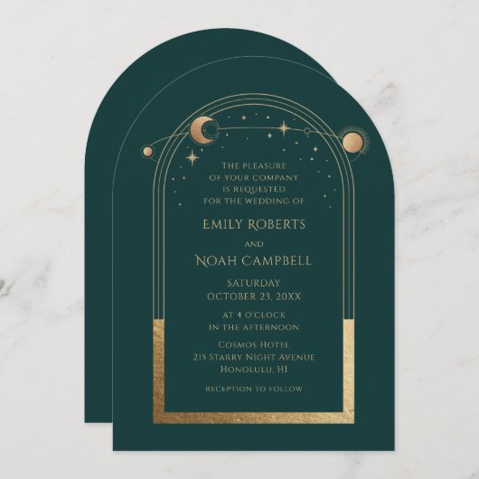 Celestial Chic Green Gold Sun Moon Stars Space Kaart (Voorkant / Achterkant)