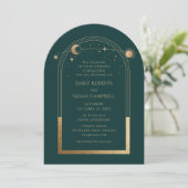 Celestial Chic Green Gold Sun Moon Stars Space Kaart (Staand voorkant)