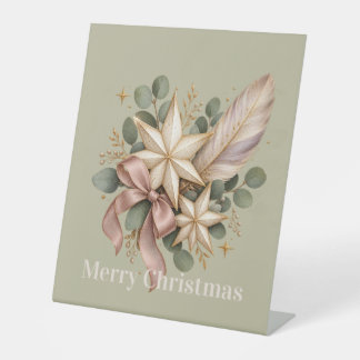 Celestial Christmas Elegance Reclamebord Met Voetstuk