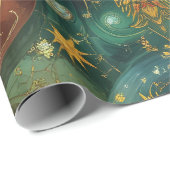 Celestial Christmas Gold Starburst Wrapping Paper Cadeaupapier (Rol Hoek)