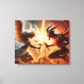 Celestial Clash: rood en goud Canvas Afdruk (Voorkant)