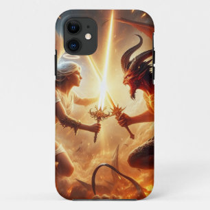 Celestial Clash: rood en goud Case-Mate iPhone Case