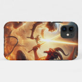 Celestial Clash: rood en goud Case-Mate iPhone Case (Achterkant (horizontaal))