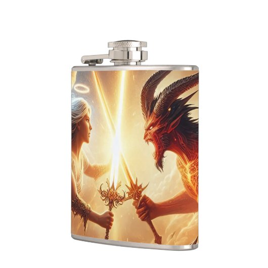 Celestial Clash: rood en goud Heupfles (Links)