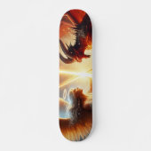 Celestial Clash: rood en goud Persoonlijk Skateboard (Voorkant)