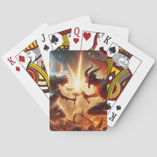 Celestial Clash: rood en goud Pokerkaarten (Achterkant)