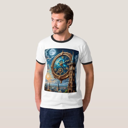 Celestial Clock Tower Fantasy T-Shirt (Voorkant volledig)
