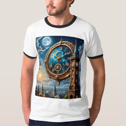 Celestial Clock Tower Fantasy T-Shirt (Voorkant)
