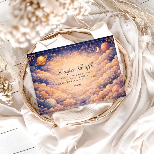 Celestial Cloud Planets Diapper Raffle Informatiekaartje