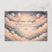 Celestial Clouds Stars Baby Shower Diapper Raffle Informatiekaartje (Voorkant)