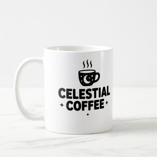 Celestial Coffee Mok – Moon & Stars Cosmic Cup (Links)