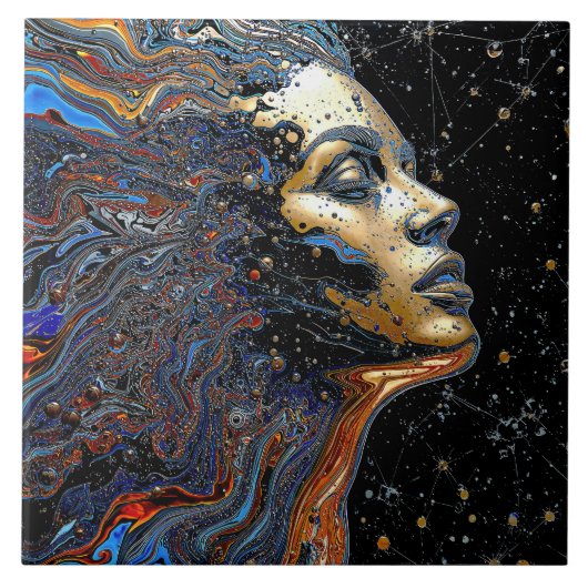 "Celestial Cognition" – A Surreal Portrait Tegeltje (Voorkant)