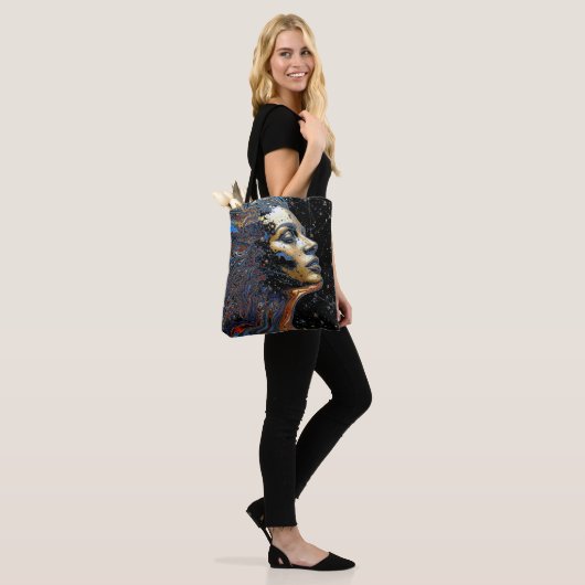 "Celestial Cognition" – A Surreal Portrait Tote Bag (Op model)