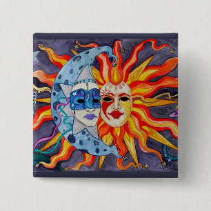 Celestial Comedy en tragedie Vierkante Button 5,1 Cm