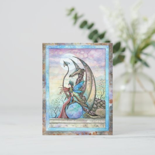 Celestial Compainions Fairy en Dragon Briefkaart (Staand voorkant)