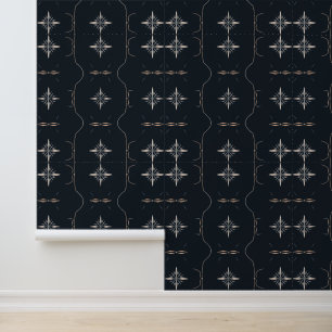 Celestial Compass: Elegant Art Deco Sterrenpatroon Behang