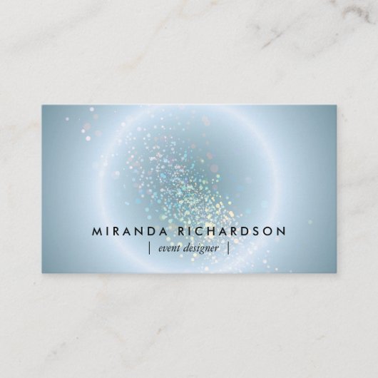 Celestial Confetti Glow Blue Visitekaartje (Voorkant)