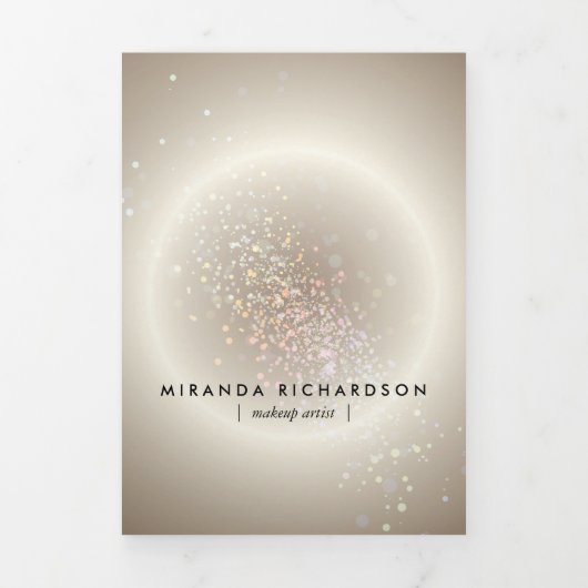 Celestial Confetti Glow Gold Beauty Brochure Drieluik Kaart (Cover)