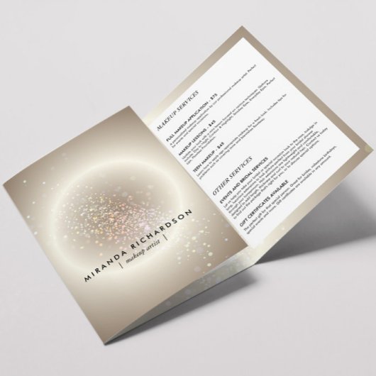 Celestial Confetti Glow Gold Beauty Brochure Drieluik Kaart