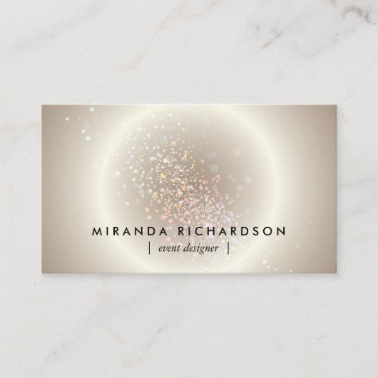 Celestial Confetti Glow Gold Visitekaartje (Voorkant)
