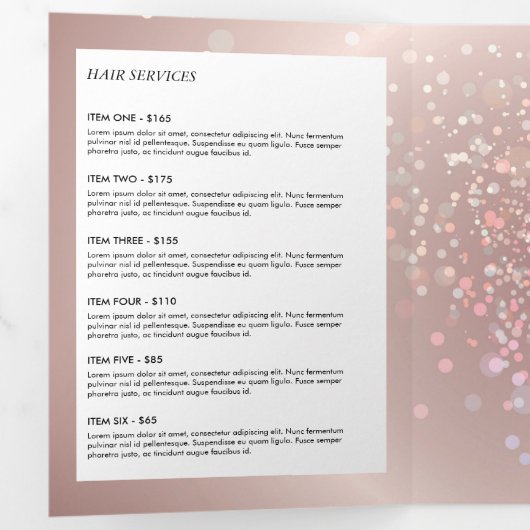 Celestial Confetti Glow Pink Beauty Brochure Drieluik Kaart (Binnenzijde eerst)