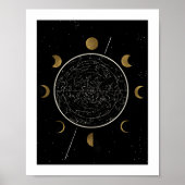 Celestial Constellation Art Print Black Gold (Voorkant)