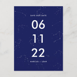 Celestial Constellation Blue Stars Bewaar de datum Briefkaart