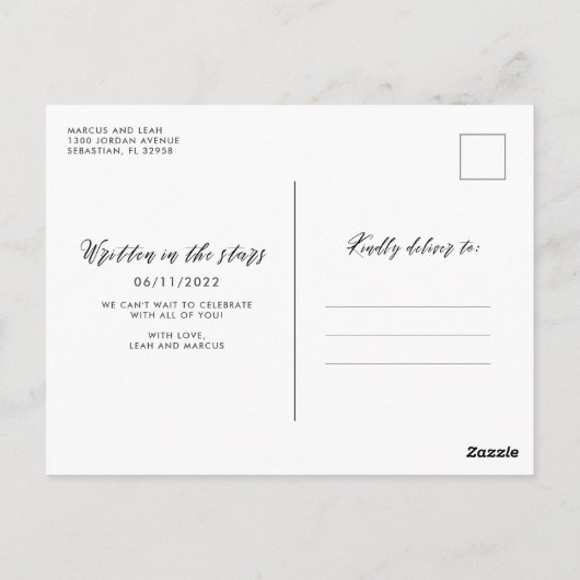 Celestial Constellation Blue Stars Bewaar de datum Briefkaart (Achterkant)