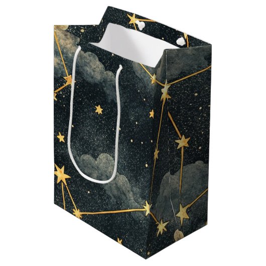 Celestial Constellation Star Pattern (1) Medium Cadeauzakje (Voorkant Gekanteld)