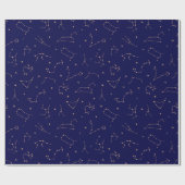 Celestial Constellation Stars Navy Gold Boho Cadeaupapier (Vlak)